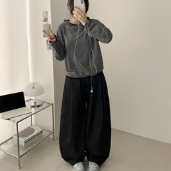 チェックポケットバルーンパンツ BLACK DENIM