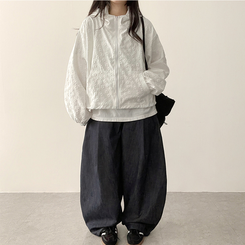 チェックポケットバルーンパンツ MID DENIM