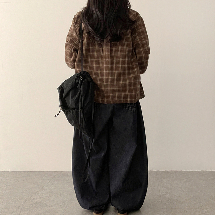 チェックポケットバルーンパンツ MID DENIM