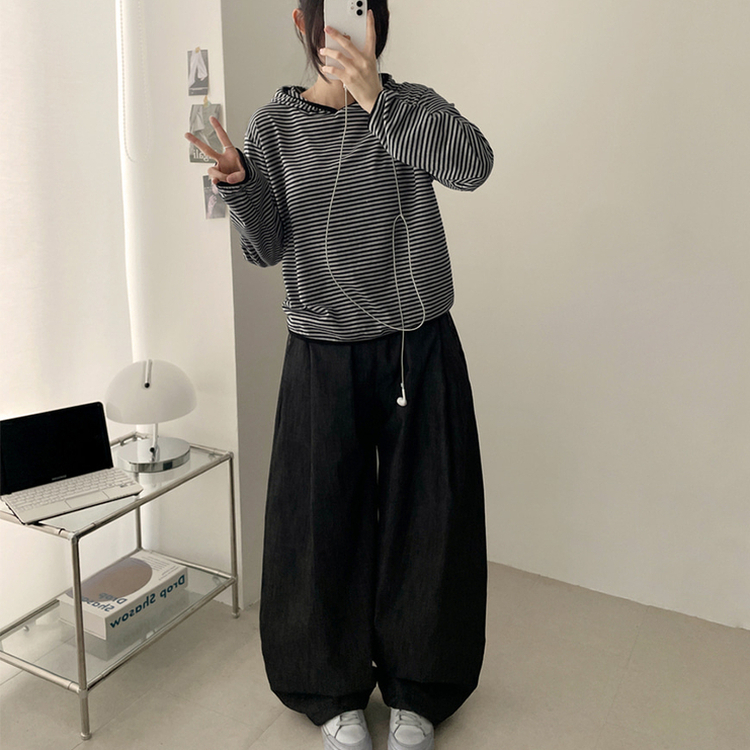 チェックポケットバルーンパンツ BLACK DENIM