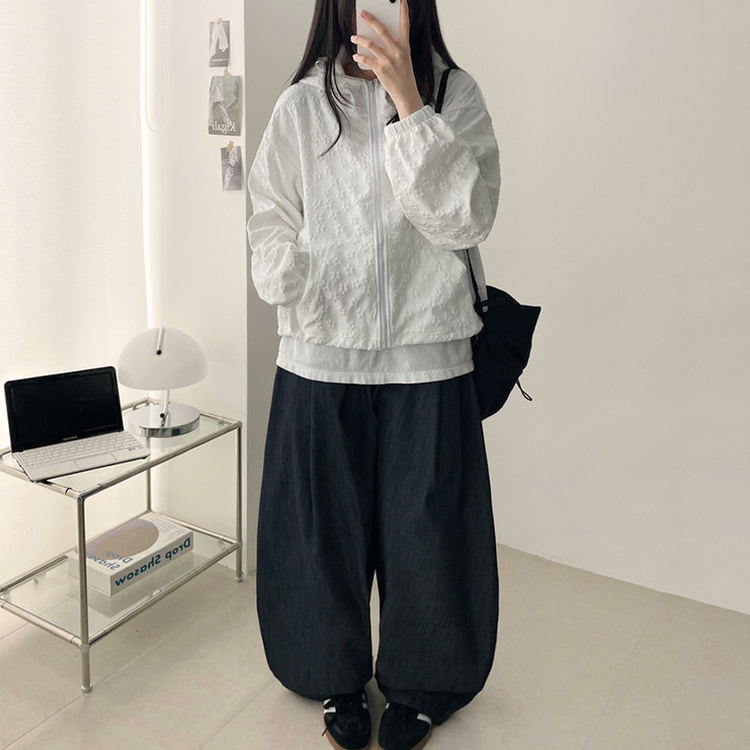 チェックポケットバルーンパンツ MID DENIM