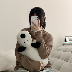 バイカラーラインハイネックフーディー BEIGE