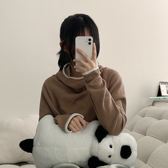 バイカラーラインハイネックフーディー BEIGE