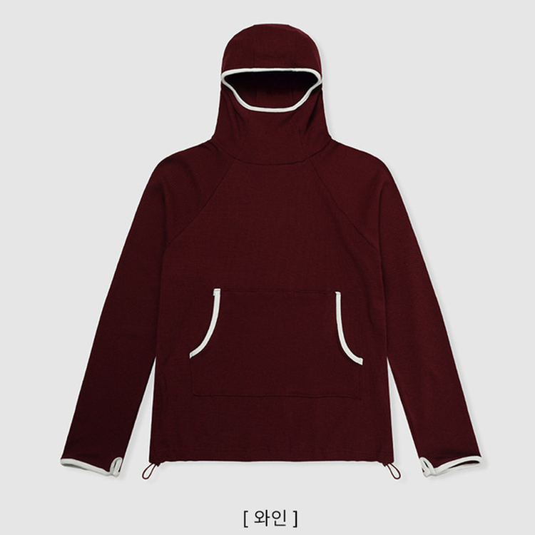 バイカラーラインハイネックフーディー