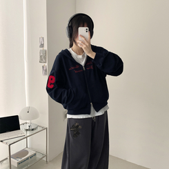 ナンバーパッチフードジップアップ NAVY