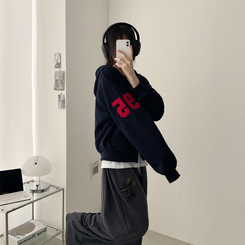 ナンバーパッチフードジップアップ NAVY