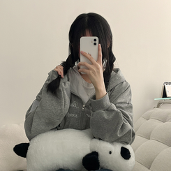 ナンバーパッチフードジップアップ GREY