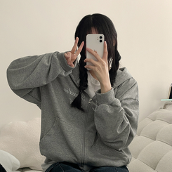 ナンバーパッチフードジップアップ GREY