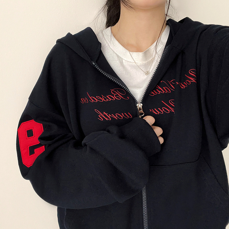 ナンバーパッチフードジップアップ NAVY