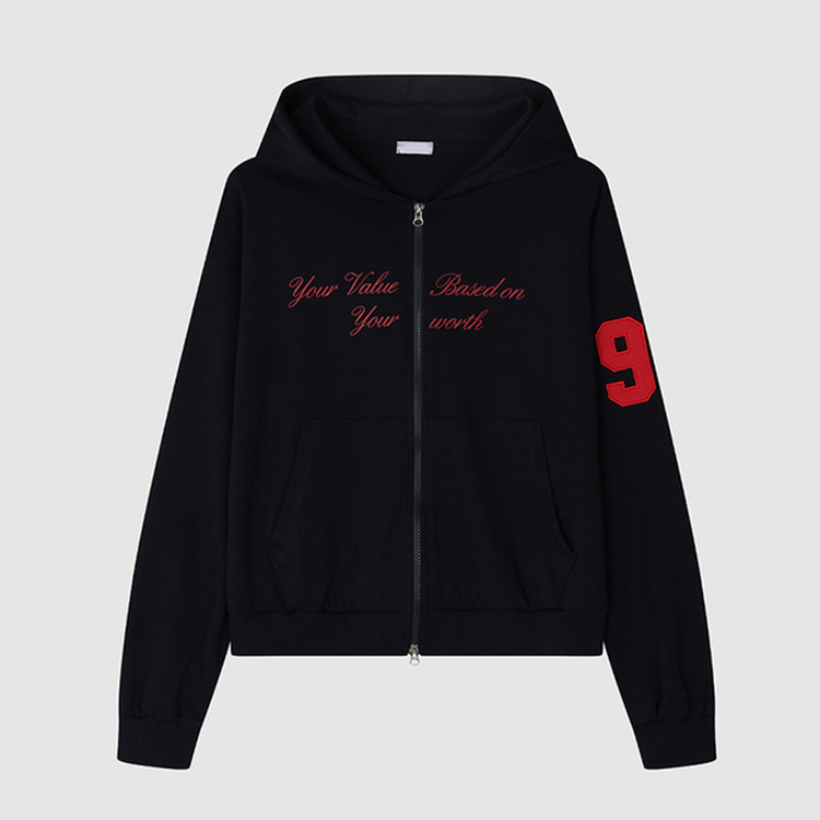 ナンバーパッチフードジップアップ