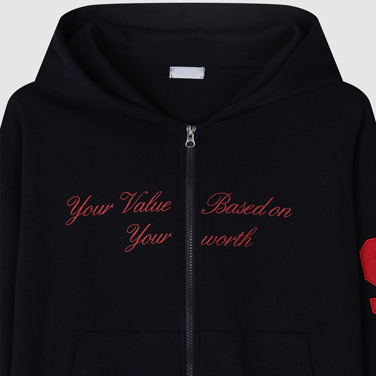 ナンバーパッチフードジップアップ