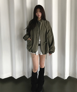 ハイネックハーフミリタリージャケット KHAKI