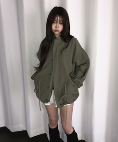 ハイネックハーフミリタリージャケット KHAKI