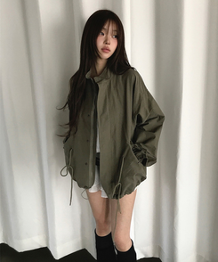 ハイネックハーフミリタリージャケット KHAKI