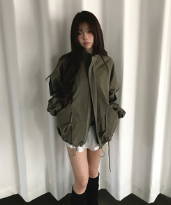 ハイネックハーフミリタリージャケット KHAKI