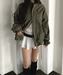 ハイネックハーフミリタリージャケット KHAKI