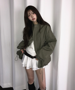 ハイネックハーフミリタリージャケット KHAKI