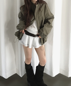 ハイネックハーフミリタリージャケット KHAKI