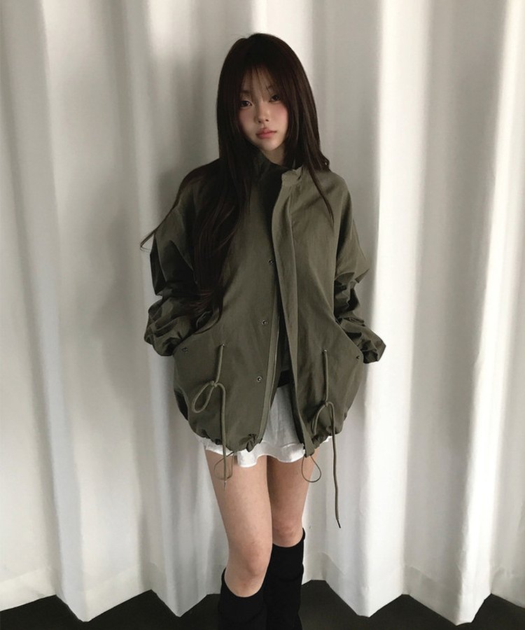 ハイネックハーフミリタリージャケット KHAKI