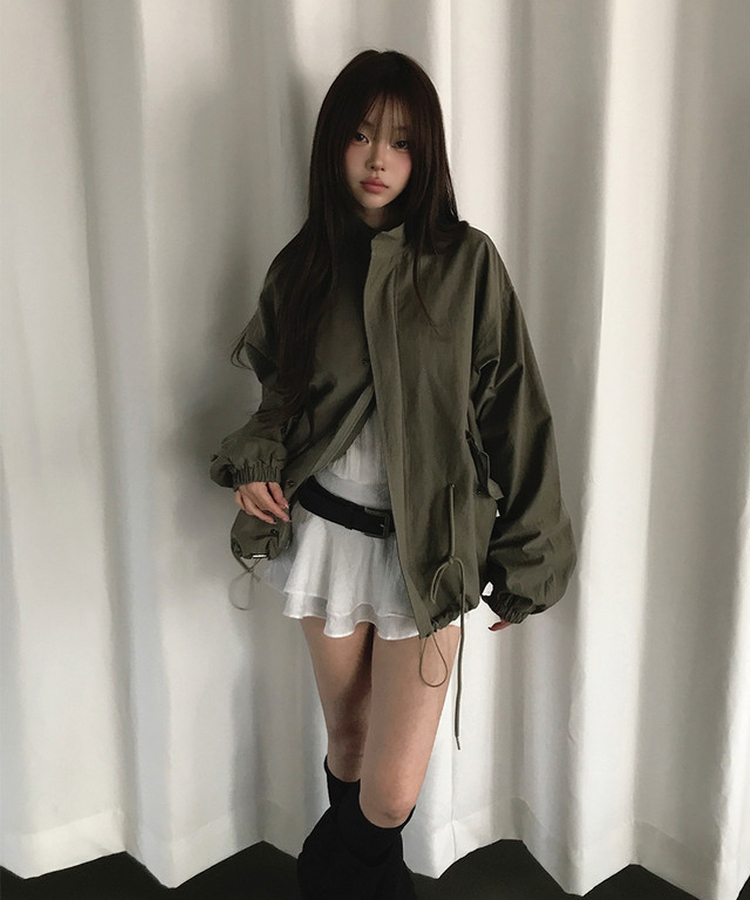 ハイネックハーフミリタリージャケット KHAKI