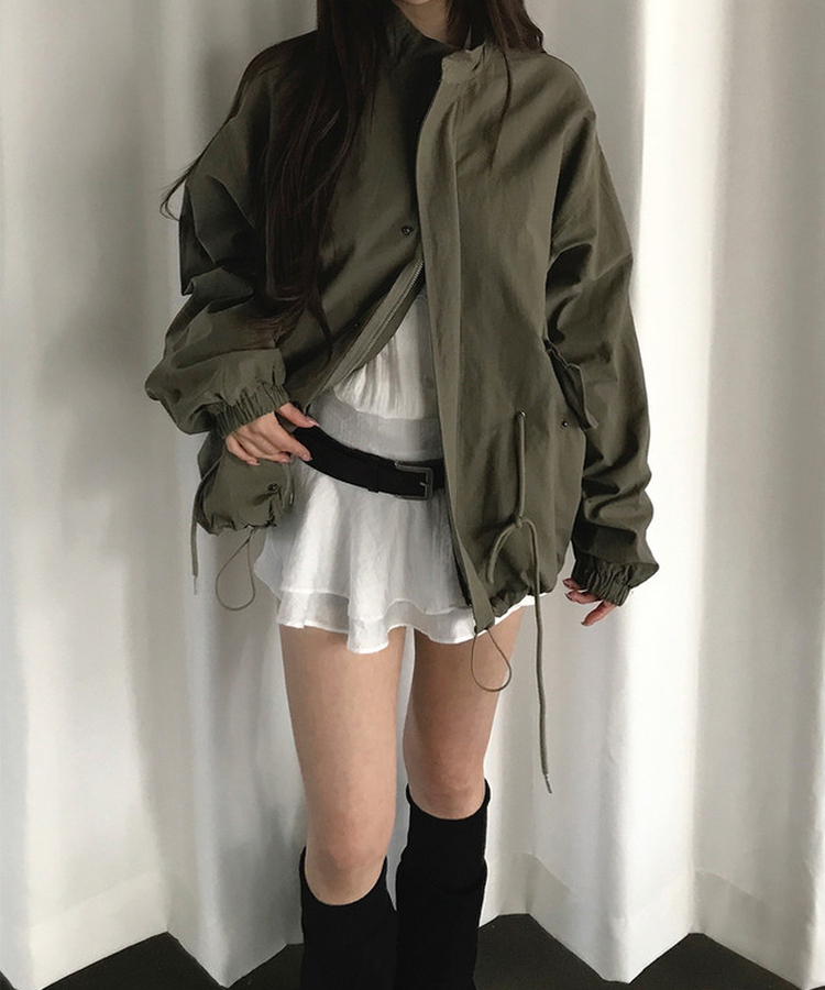 ハイネックハーフミリタリージャケット KHAKI