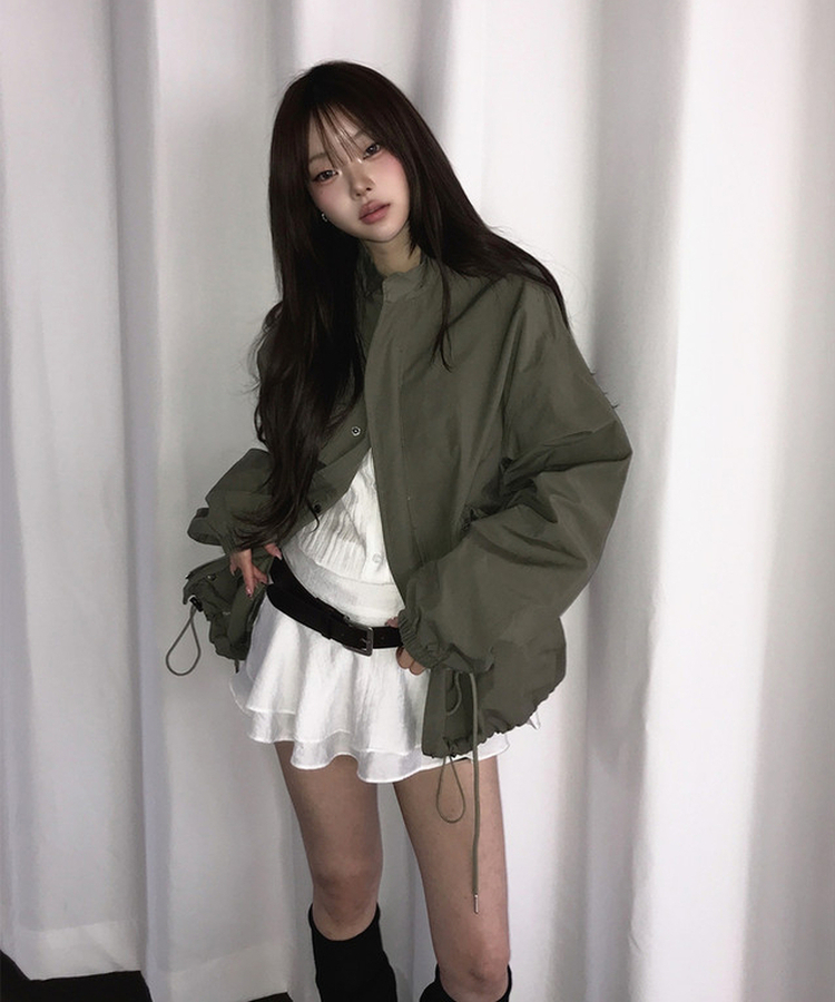 ハイネックハーフミリタリージャケット KHAKI