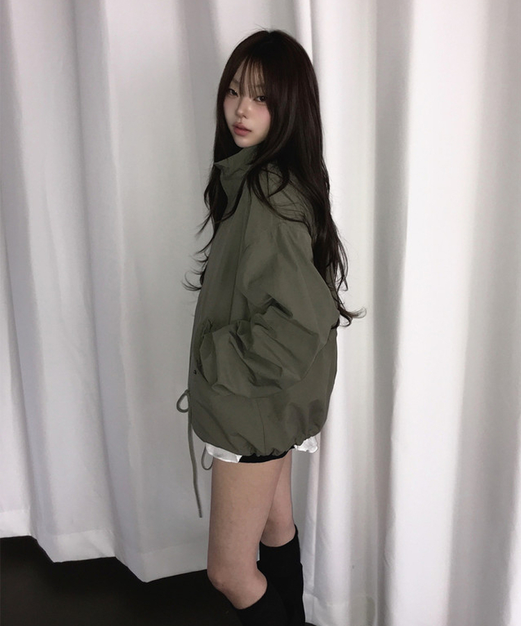 ハイネックハーフミリタリージャケット KHAKI