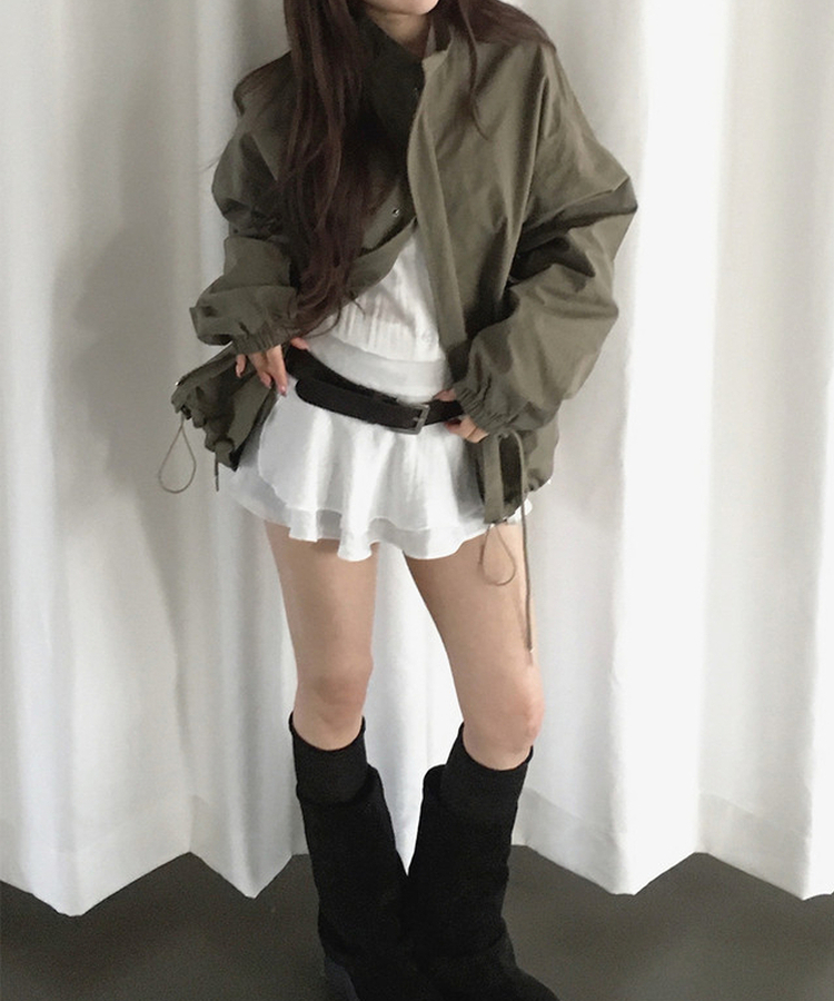 ハイネックハーフミリタリージャケット KHAKI