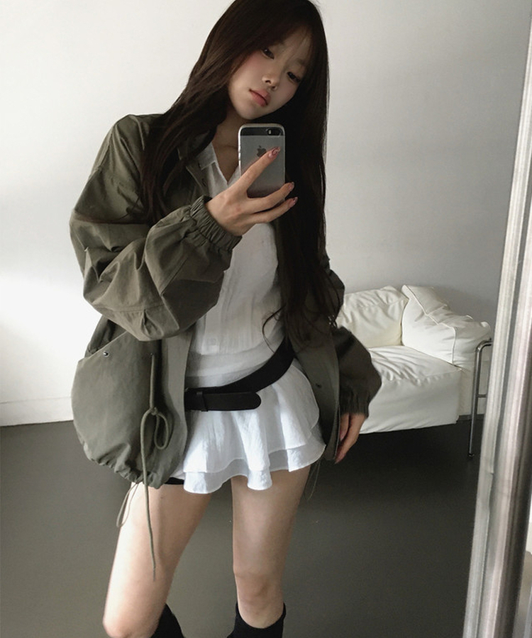 ハイネックハーフミリタリージャケット KHAKI