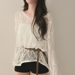 【SET】【ベルト付き】メッシュニット カップ付きキャミソール WHITE