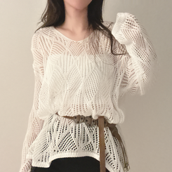 【SET】【ベルト付き】メッシュニット カップ付きキャミソール WHITE