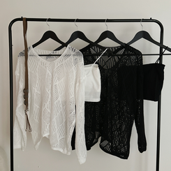 【SET】【ベルト付き】メッシュニット カップ付きキャミソール