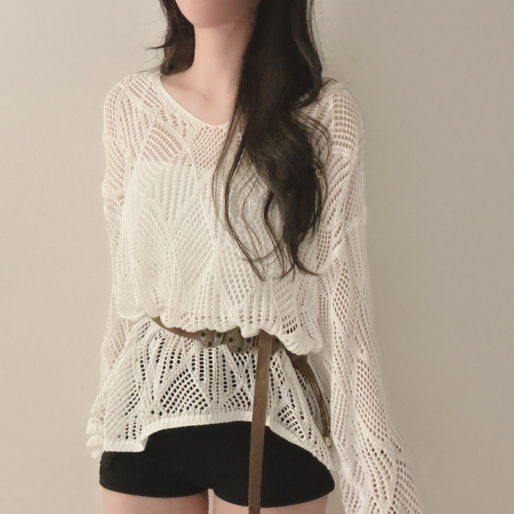 【SET】【ベルト付き】メッシュニット カップ付きキャミソール WHITE