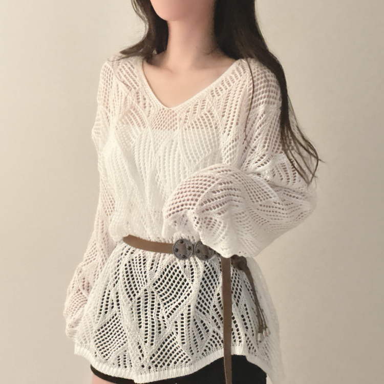 【SET】【ベルト付き】メッシュニット カップ付きキャミソール WHITE