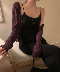 【カップ付き】ラウンドキャミソール BLACK