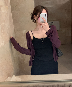 【カップ付き】ラウンドキャミソール BLACK