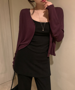 【カップ付き】ラウンドキャミソール BLACK