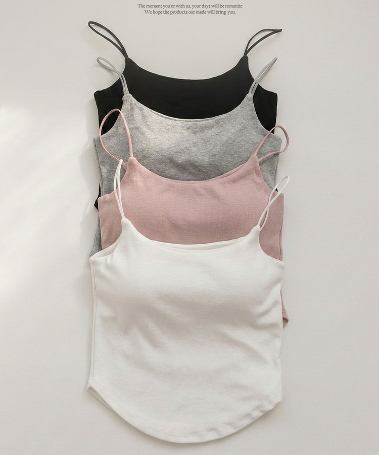 【カップ付き】ラウンドキャミソール