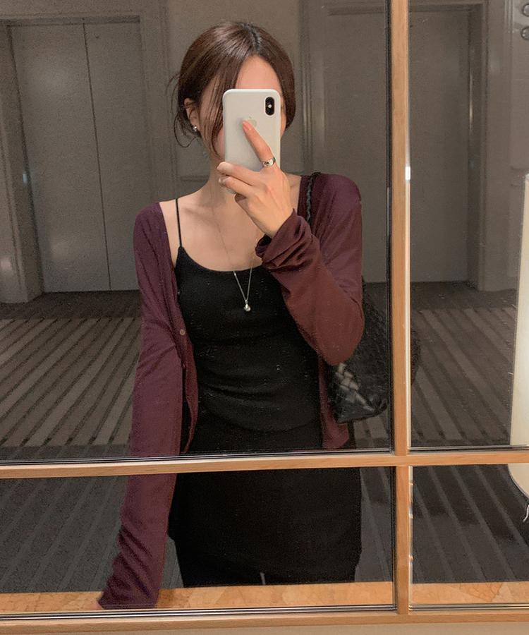 【カップ付き】ラウンドキャミソール BLACK