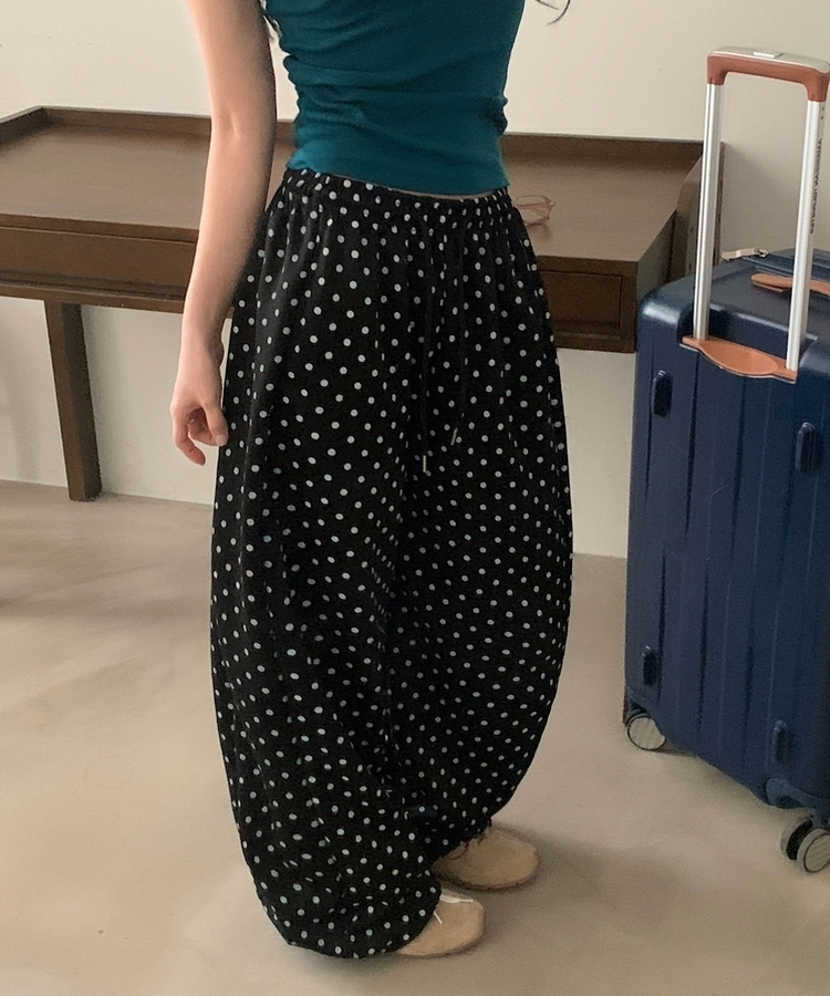 레오 도트 와이드핀턱 추리닝 트레이닝 롱팬츠 4color 블랙