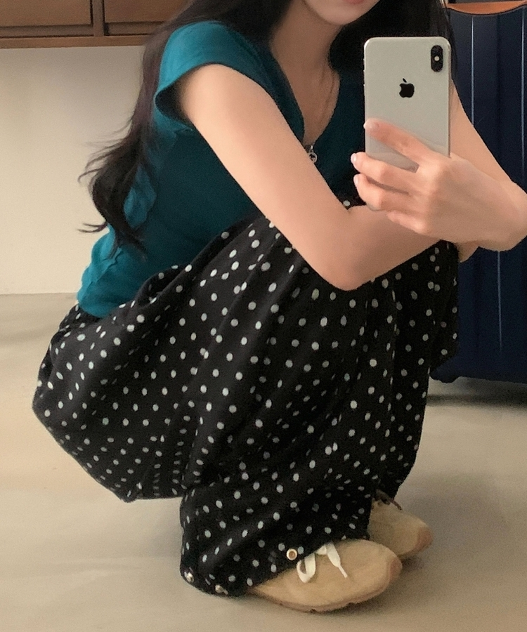 레오 도트 와이드핀턱 추리닝 트레이닝 롱팬츠 4color 블랙