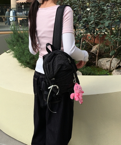 チェックストリングミニバックパック BLACK