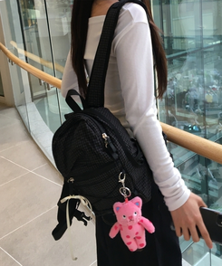 チェックストリングミニバックパック BLACK