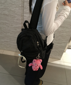 チェックストリングミニバックパック BLACK