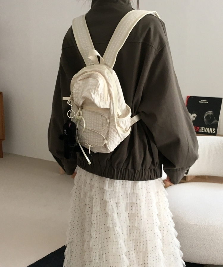 チェックストリングミニバックパック IVORY