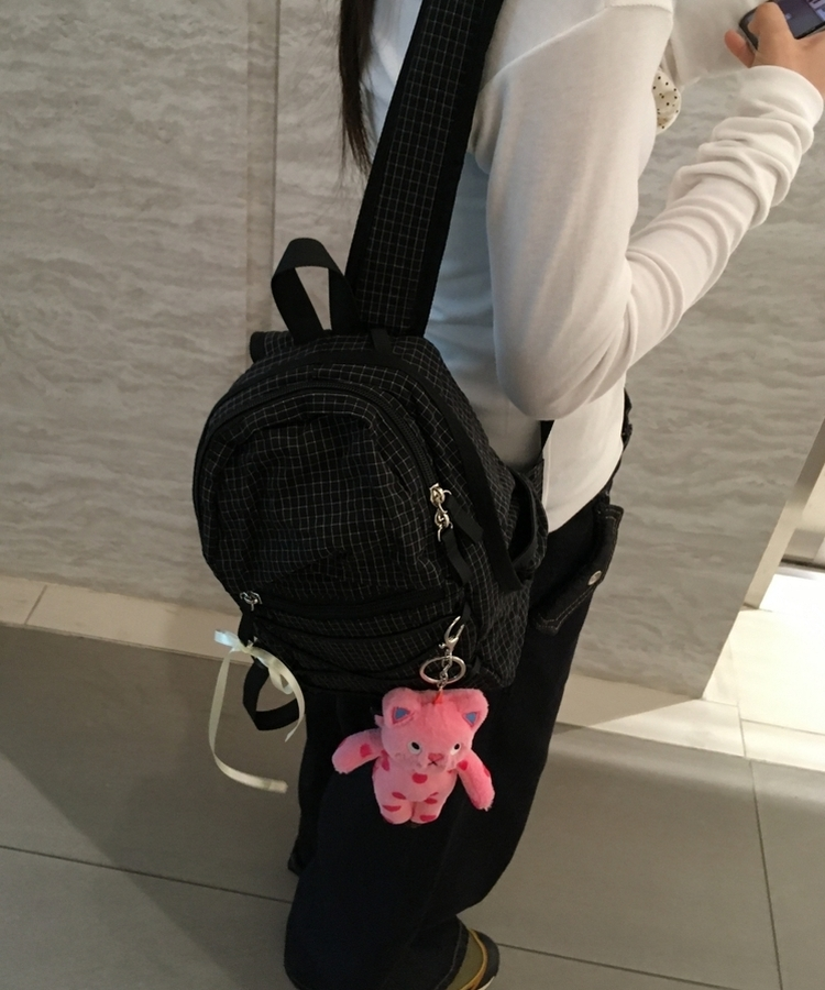 チェックストリングミニバックパック BLACK
