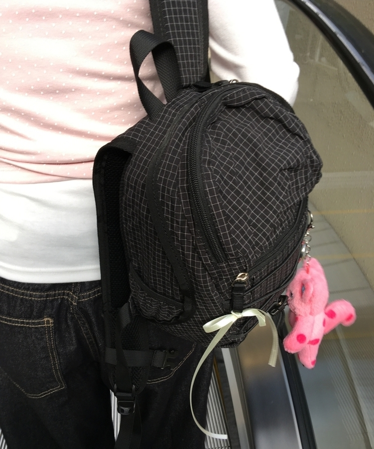 チェックストリングミニバックパック BLACK