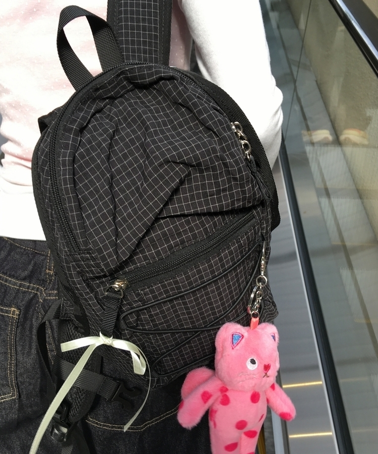 チェックストリングミニバックパック BLACK