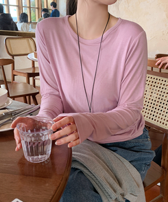 パーソナルラウンド長袖Tシャツ(10color) LAVENDER PINK