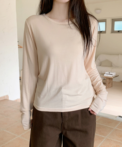 パーソナルラウンド長袖Tシャツ(10color) CREAM BEIGE